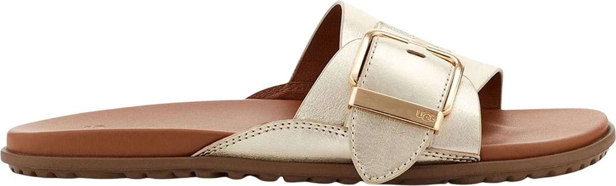 UGG W Solivan Buckle Slide Dames Slippers - Goud/Metallic - Maat 41 1 UGG W Solivan Buckle Slide Dames Slippers - Goud/Metallic - Maat 41
