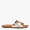 Ugg W SOLIVAN BUCKLE SLIDE - Platte Muiltjes Van Metallic Leer | Goudkleurige