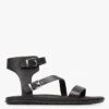Ugg W SOLIVAN STRAP - Platte, Leren Sandalen | Zwart