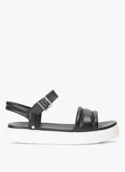 Ugg ZAYNE ANKLE STRAP - Platte, Leren Sandalen | Zwart