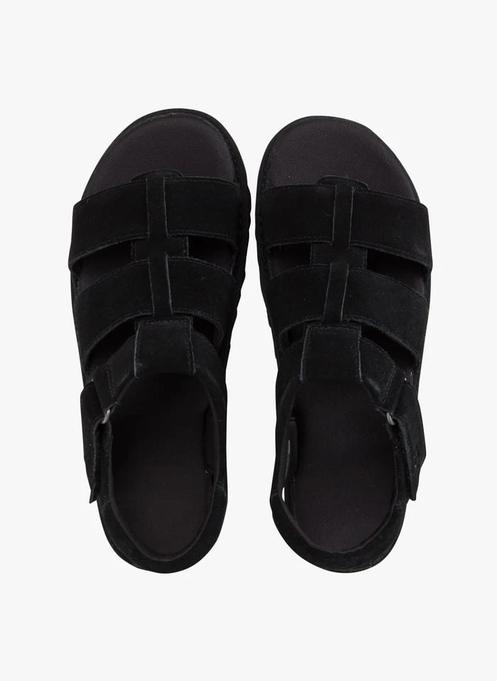 Ugg GOLDENSTAR STRAP - Platte, Suède Sandalen | Zwart 3 Ugg GOLDENSTAR STRAP - Platte, Suède Sandalen | Zwart - Afbeelding 3