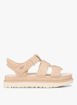 Ugg GOLDENSTAR STRAP - Platte, Suède Sandalen | Beige