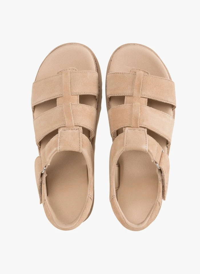 Ugg GOLDENSTAR STRAP - Platte, Suède Sandalen | Beige 3 Ugg GOLDENSTAR STRAP - Platte, Suède Sandalen | Beige - Afbeelding 3