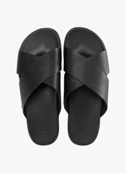 Ugg SOLIVAN CROSSBAND - Platte, Leren Sandalen | Zwart -Ugg 4108589