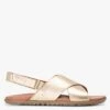 Ugg SOLIVAN SLINGBACK - Platte, Glanzende Leren Sandalen | Goudkleurige