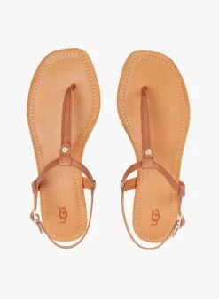 Ugg MADEENA - Platte, Leren Sandalen | Beige -Ugg 4121984