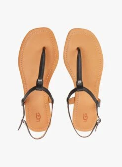 Ugg MADEENA - Platte, Leren Sandalen | Zwart -Ugg 4121987