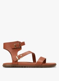 Ugg W SOLIVAN STRAP - Platte, Leren Sandalen | Beige