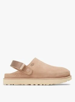 Ugg GOLDENSTAR CLOG - Leren Klompen Met Sleehak | Beige