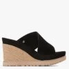 Ugg ABBOT SLIDE - Leren Sandaaltje Met Sleehak | Zwart