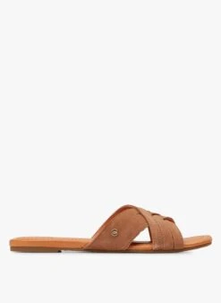 Ugg KENLEIGH SLIDE - Platte, Leren Slippers | Beige