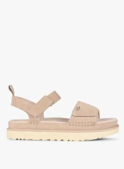 Ugg GOLDENSTAR - Leren Sandalen Met Sleehak | Beige