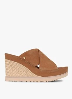 Ugg ABBOT SLIDE - Leren Sandaaltje Met Sleehak | Beige